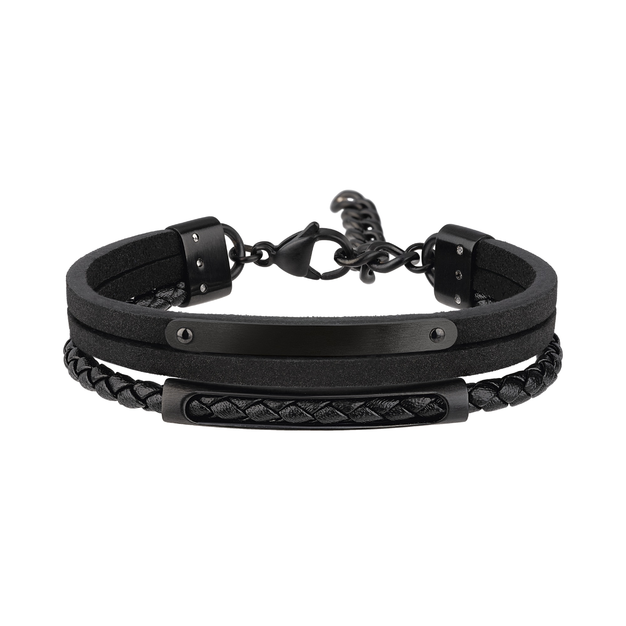 B MIX BRACCIALE IN PELLE NERA E ACCAIO TJ3088 Breil Official